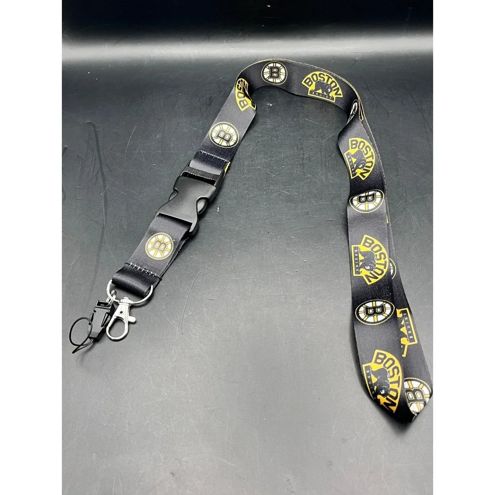 Boston Bruins Lanyard ID Holder Badge Reel Keychain Strap Double Sided Brand New